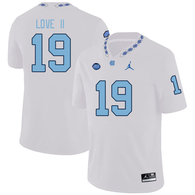 Men #19 Reggie Love II North Carolina Tar Heels College Football Jerseys Stitched Sale-White